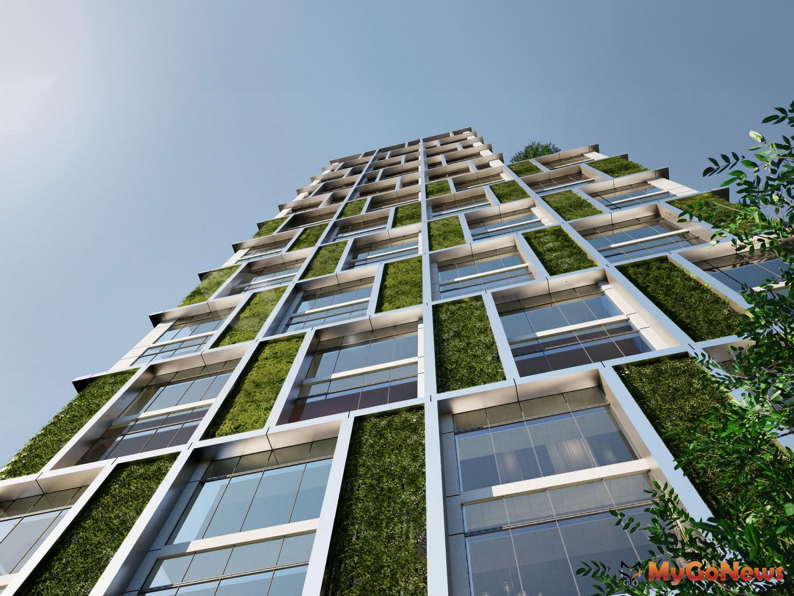 「富邦藝庭」樓高27層，採取「國際綠奢精品宅」規劃，據悉，中間樓層成交單價約每坪220-230萬元之間。(圖為建築外觀3D模擬示意圖)  MyGoNews房地產新聞 專題報導