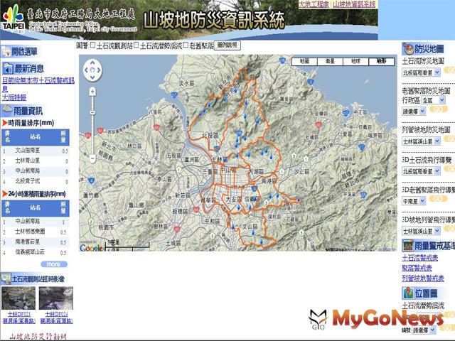 7號颱風蘇力接近 北市「坡地防災資訊系統」即時掌握五大山系雨勢